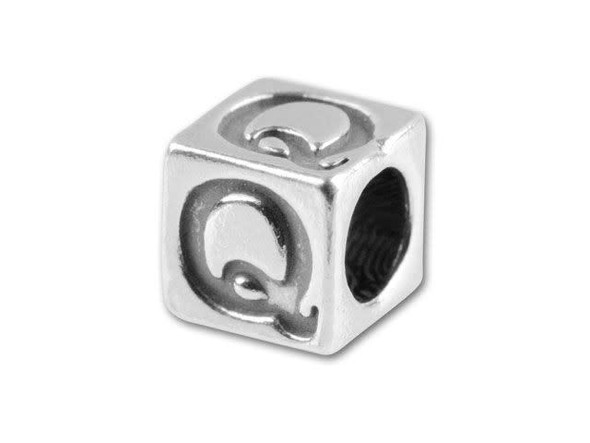 Sterling Silver 5.6mm Alphabet Bead - Q