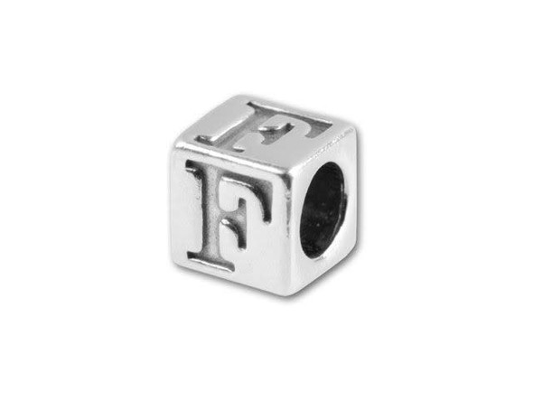 Sterling Silver 4.5mm Alphabet Bead - F