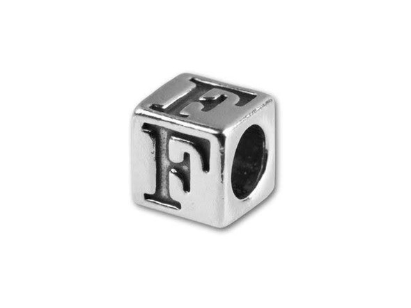 Sterling Silver 4.5mm Alphabet Bead - F