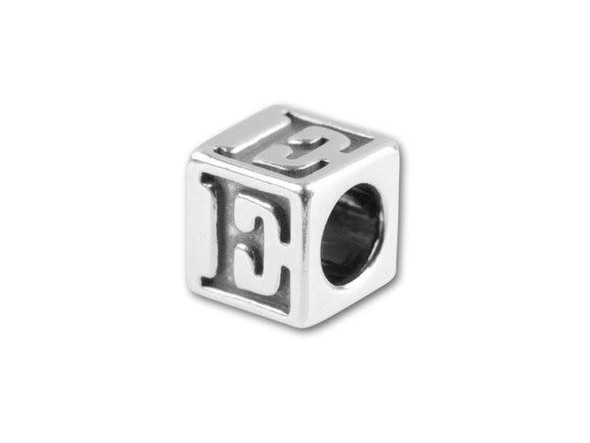 Sterling Silver 4.5mm Alphabet Bead - E