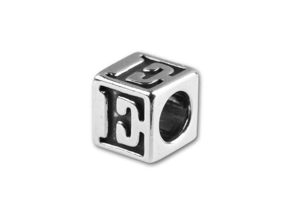 Sterling Silver 4.5mm Alphabet Bead - E