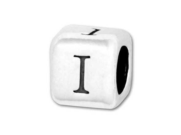 Sterling Silver 4.5mm Rounded Alphabet Bead - I
