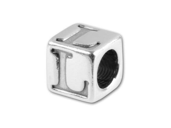 Sterling Silver 5.6mm Alphabet Bead - L