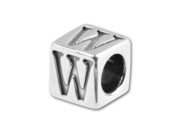 Sterling Silver 5.6mm Alphabet Bead - W