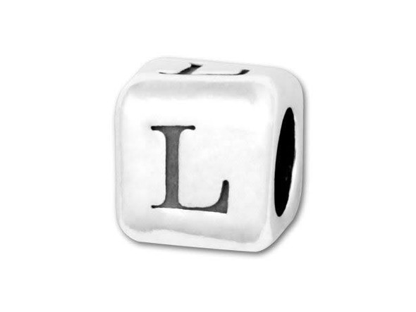 Sterling Silver 4.5mm Rounded Alphabet Bead - L