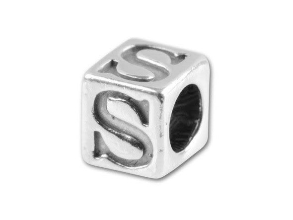 Spell out your name and favorite phrases with this sterling silver 5.6mm alphabet bead featuring the letter S. This alphabet bead allows you to completely personalize all of your jewelry designs and the bright sterling silver ensures they will look and feel high quality. The letter appears on four sides of the bead, so it's sure to be visible at all times. Whether you're spelling superstar, Stephanie or Seattle, this is the bead you need.