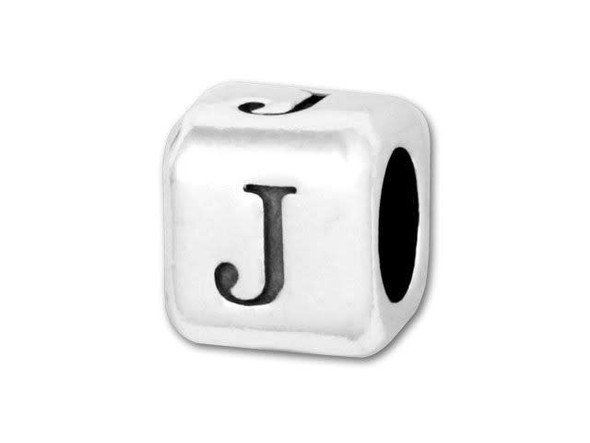 Sterling Silver 4.5mm Rounded Alphabet Bead - J