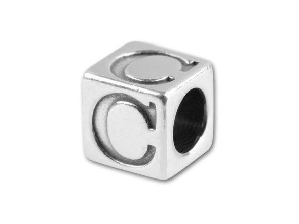 Sterling Silver 5.6mm Alphabet Bead - C