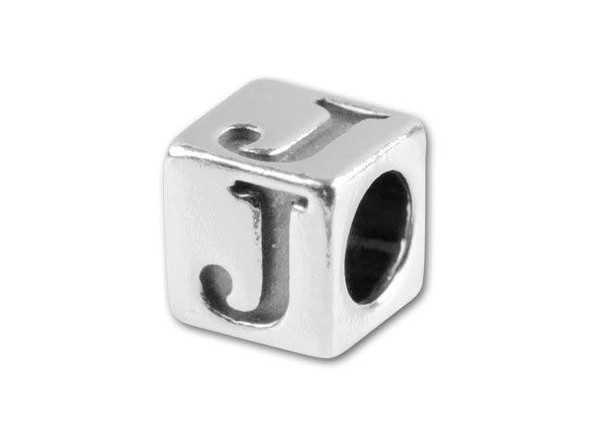 Spell out your name and favorite phrases with this sterling silver 5.6mm alphabet bead featuring the letter J. This alphabet bead allows you to completely personalize all of your jewelry designs and the bright sterling silver ensures they will look and feel high-quality. The letter appears on four sides of the bead, so it's sure to be visible at all times. Whether you're spelling jellybeans, Jasmine or Jamaica, this is the bead you need.