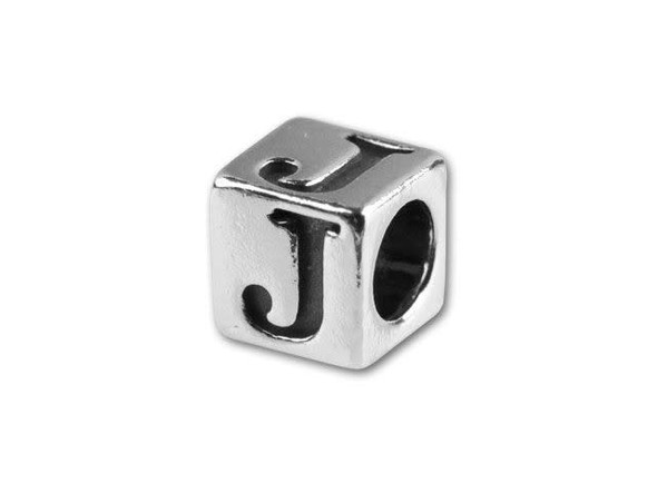 Sterling Silver 4.5mm Alphabet Bead - J