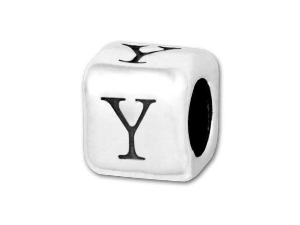 Sterling Silver 4.5mm Rounded Alphabet Bead - Y