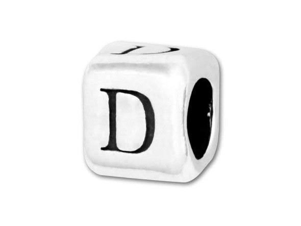 Sterling Silver 4.5mm Rounded Alphabet Bead - D