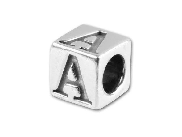 Sterling Silver 5.6mm Alphabet Bead - A
