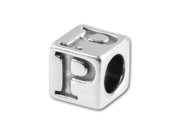Sterling Silver 5.6mm Alphabet Bead - P