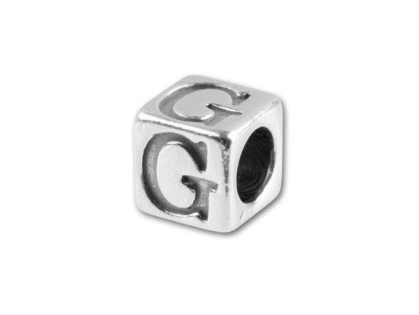 Sterling Silver 4.5mm Alphabet Bead - G