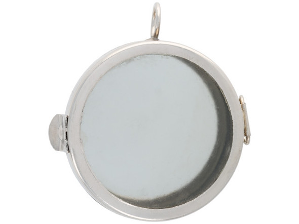 Silver Plated Locket Pendant, Hinged, Round, 1.63x0.41" (Each)