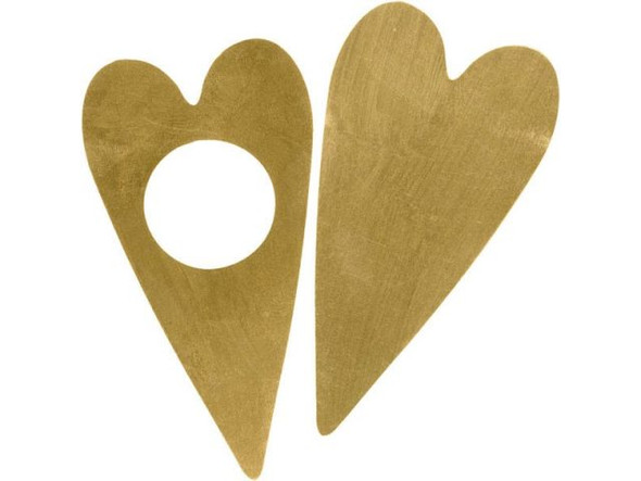 Brass Blank, Heart with Circle Window (5 set pack)