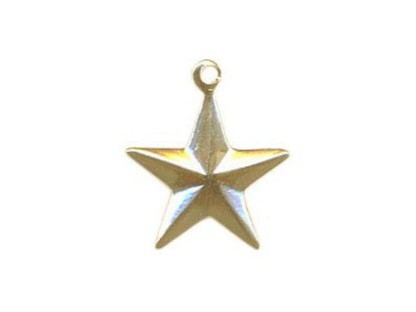 Brass Charm, Star, Folded, 16x13mm (12 Pieces)