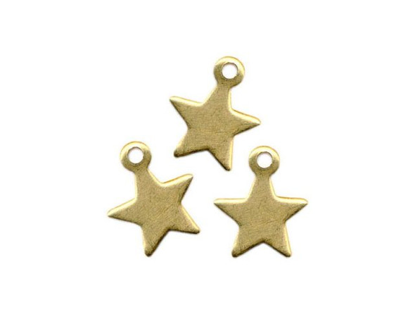 Brass Charm, Star, 9x7mm (12 Pieces)