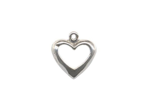 Sterling Silver Charm, Heart, Open (Each)