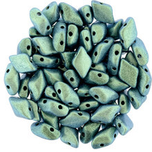 Matubo GemDuo 8x5mm 2-Hole Bead Polychrome - Aqua Teal (2.5-Inch Tube)