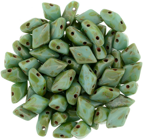 Matubo GemDuo 8x5mm 2-Hole Bead Opaque Turquoise - Picasso (2.5-Inch Tube)