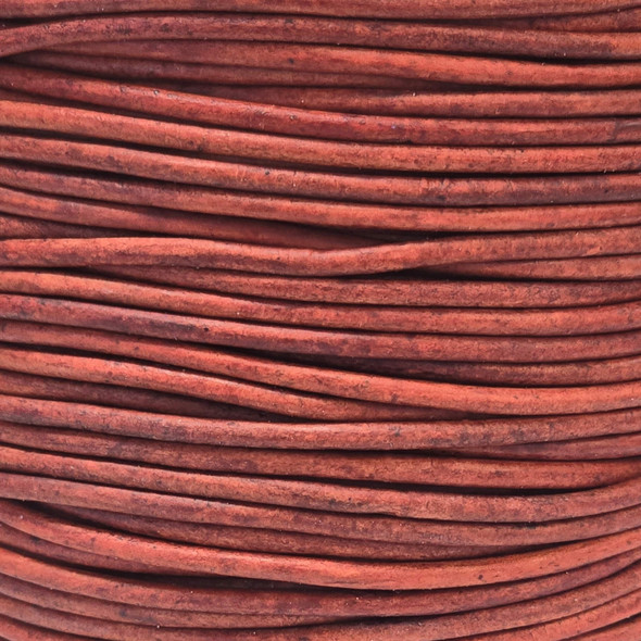 Leather Cord USA 1mm Natural Turkey Red Round Leather Cord - 1 Foot