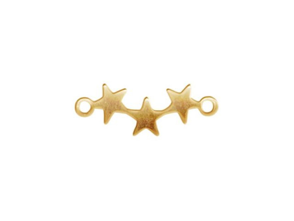 Brass Charm, Triple Star, 5x17mm, 2-Loop (12 Pieces)