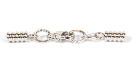 Leather Cord USA 2mm Silver-Plated Stainless Steel Ridged Glu-N-Go Lobster Clasp Set