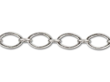 Antique Silver 9mm x 5mm Cable Chain (1 Foot)