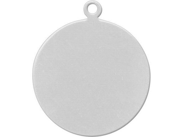 Sterling Silver Blank, Round with Loop, 25x22mm (Each)