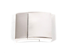 Leather Cord USA 20x2.5mm Silver-Plated Stainless Steel Glu-N-Go Magnetic Clasp Set