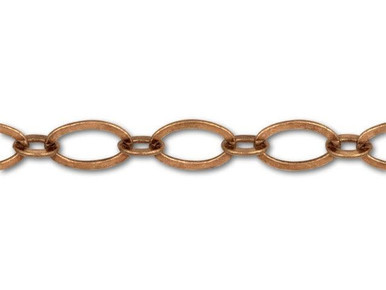 Antique Copper 9mm x 5mm Cable Chain (1 Foot)