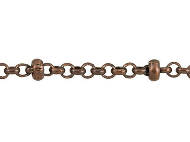 Antique Copper 2mm Satellite Rolo Chain (1 Foot)