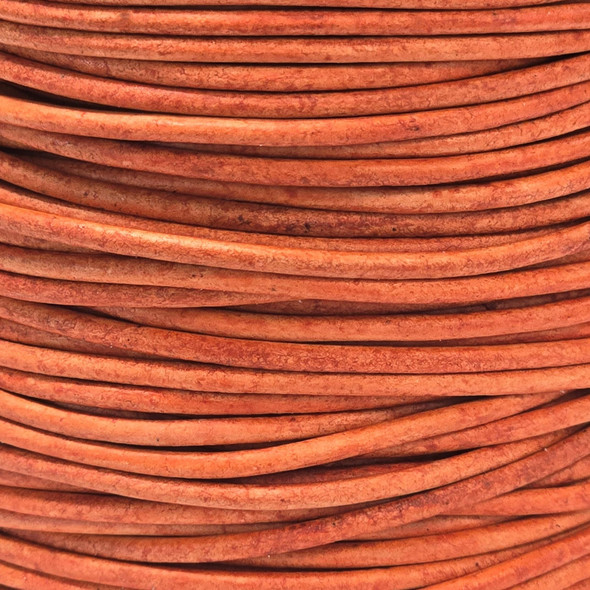 Leather Cord USA 1.5mm Natural Orange Round Leather Cord - 1 Foot