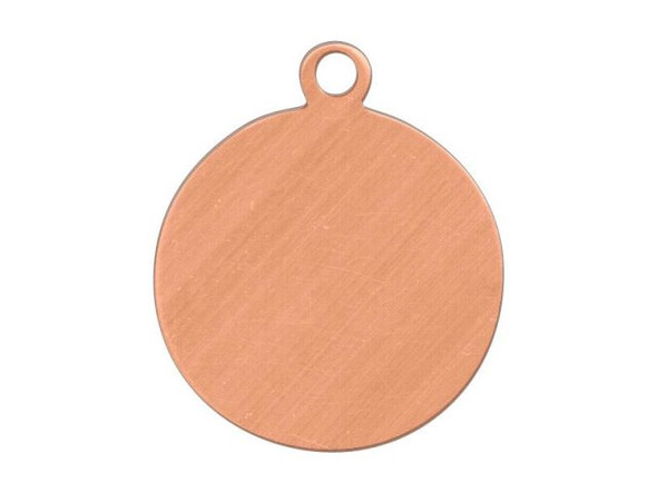 Copper Stamping Blank, Round with Loop, 22x18mm (Each)
