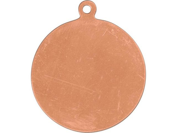 Copper Stamping Blank, Round with Loop, 30x26mm (Each)
