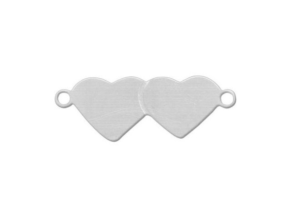 Sterling Silver Blank, Double Heart with 2 Loops (Each)