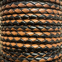 Leather Cord USA 4mm Brown Black Braided Bolo Leather - Sold by the Foot