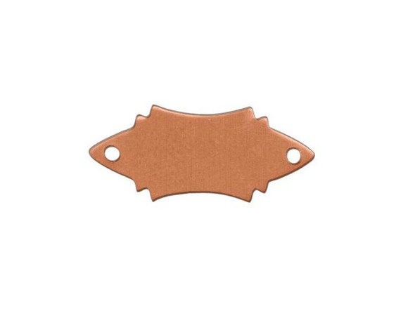 Copper Blank, Fancy Plaque, Two Hole, 8x18mm (Each)