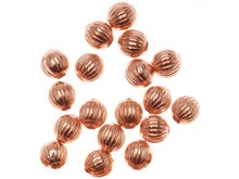 Genuine Copper Round Corrugated Bead with 1mm Hole - 3.2mm (50 Pieces)