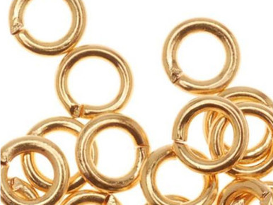 Gold Plated Round Open Jump Ring - 0.040"/18GA - 5mm (50 Pieces)