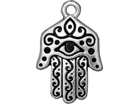 TierraCast Antiqued Silver Plated Pendant, Cast, Hamsa Hand (Each)