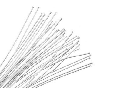 Silver Plated Head Pin - 0.020/0.5mm/24GA - 2" (50 Pieces)