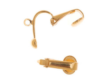 Gold Plated Ear Clip with 4mm Half Ball and Open Ring (6 Pieces)