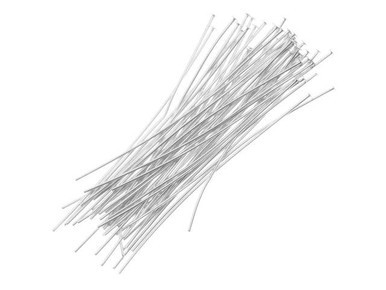 Silver Plated Head Pin 0.028/0.7mm/21GA - 2" (20 Pieces)