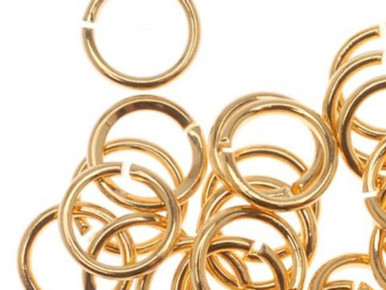 Gold Plated Round Open Jump Ring - 0.028"/21GA - 5mm (50 Pieces)