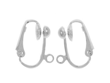 Silver Plated Ear Clip with 4mm Half Ball and Open Ring (10 Pieces)