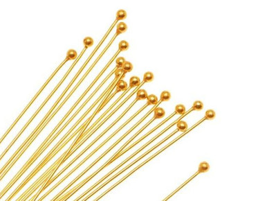 Gold Plated Ball Pin - 0.025"/0.6mm/22GA - 1 1/2" (20 Pieces)
