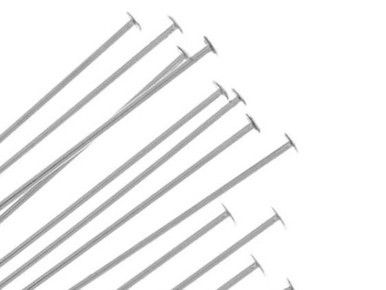 Sterling Silver Head Pin - 0.025"/0.65mm/22 GA - 3" (5 Pieces)